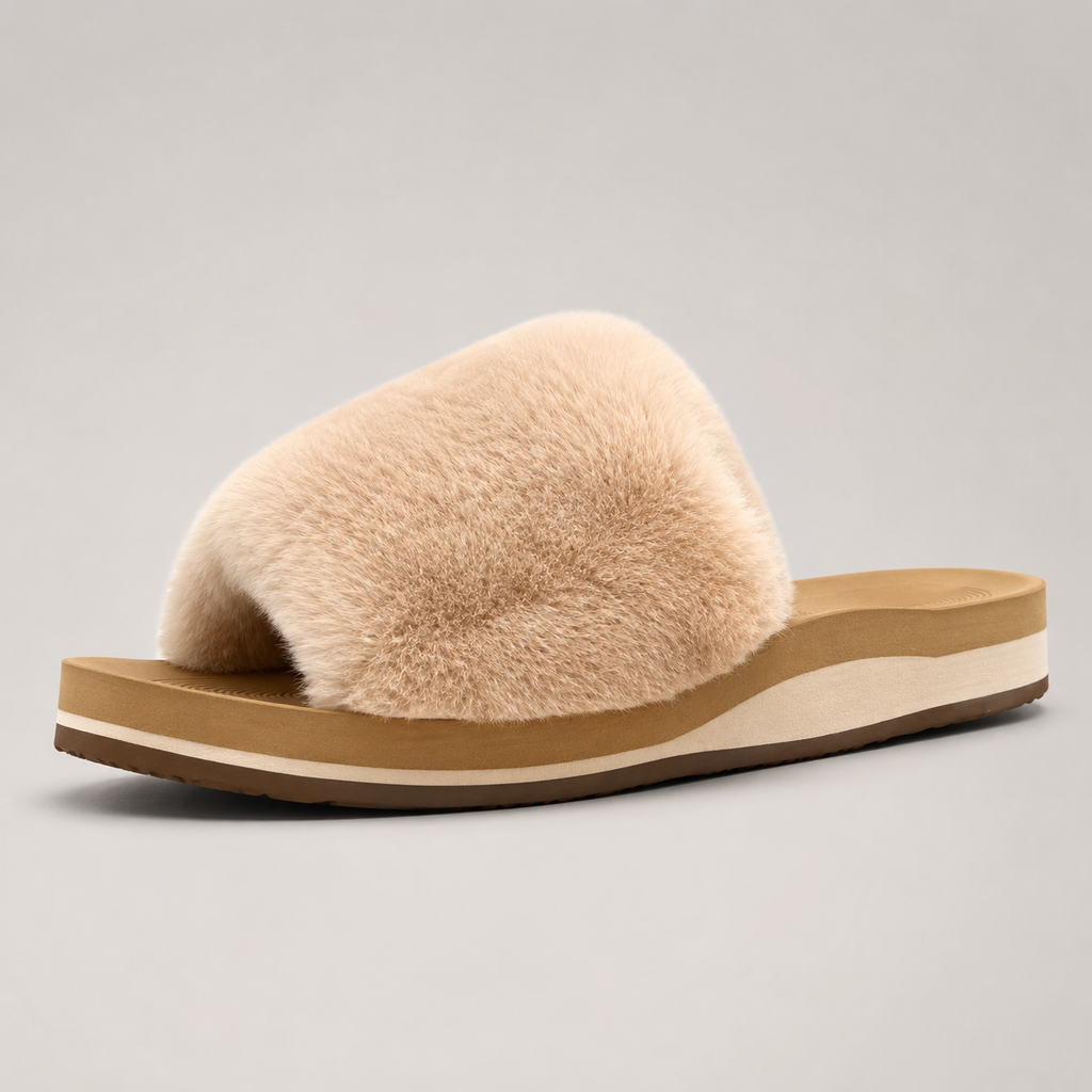 Cozy Faux Fur Slide Sandals detail