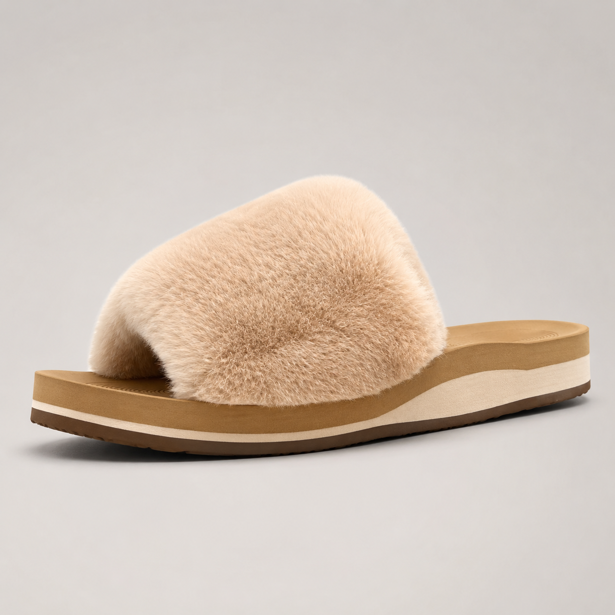 Cozy Faux Fur Slide Sandals detail
