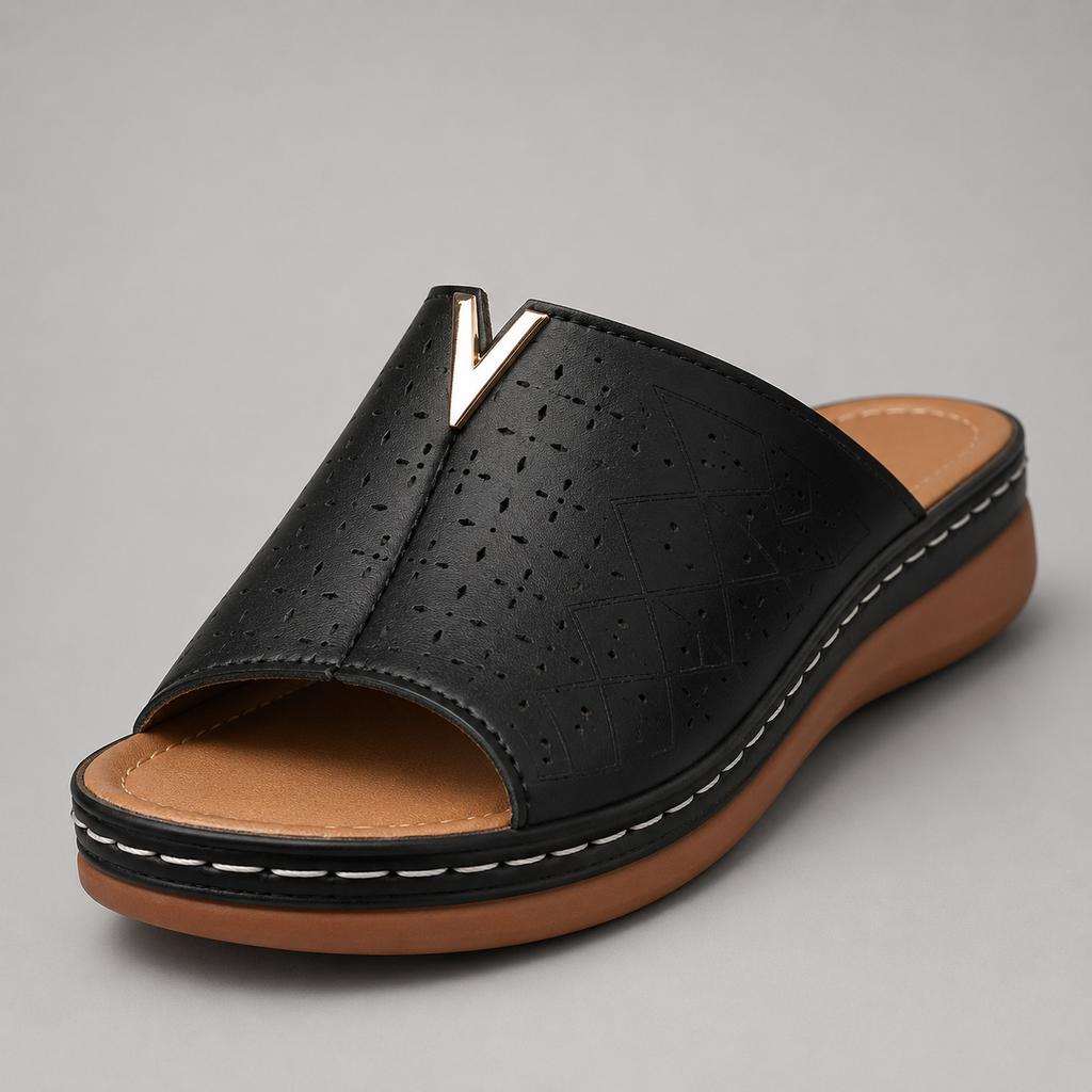 V-Accent Wedge Slide Sandals side view